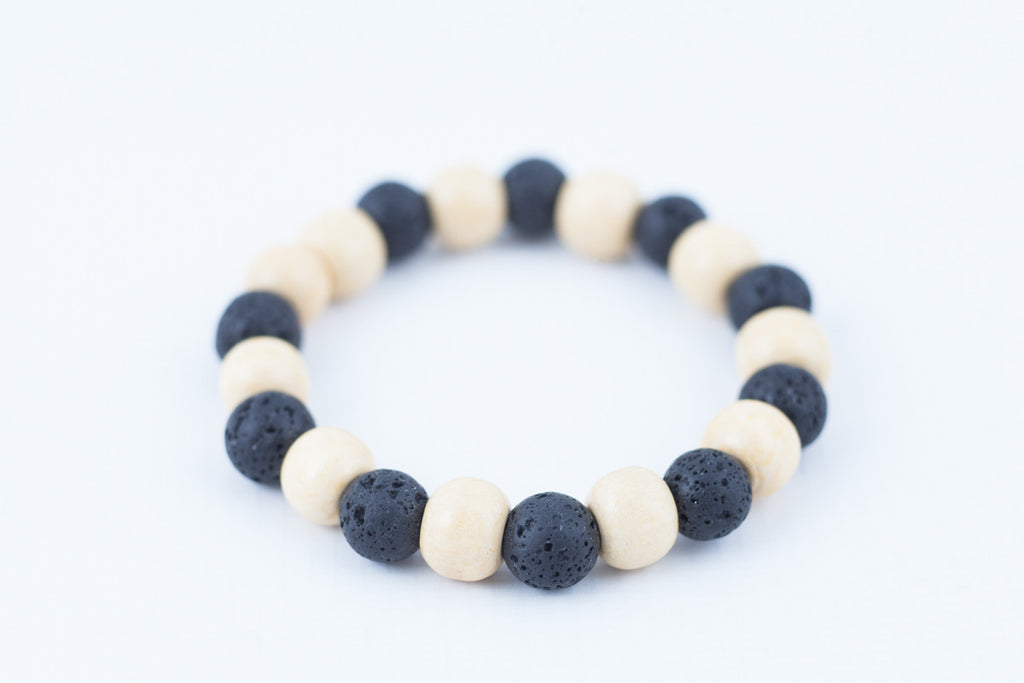 black lava stone/white wooded bracelet - davidshurlan